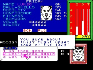 European Superleague screenshot 2 for ZX Spectrum